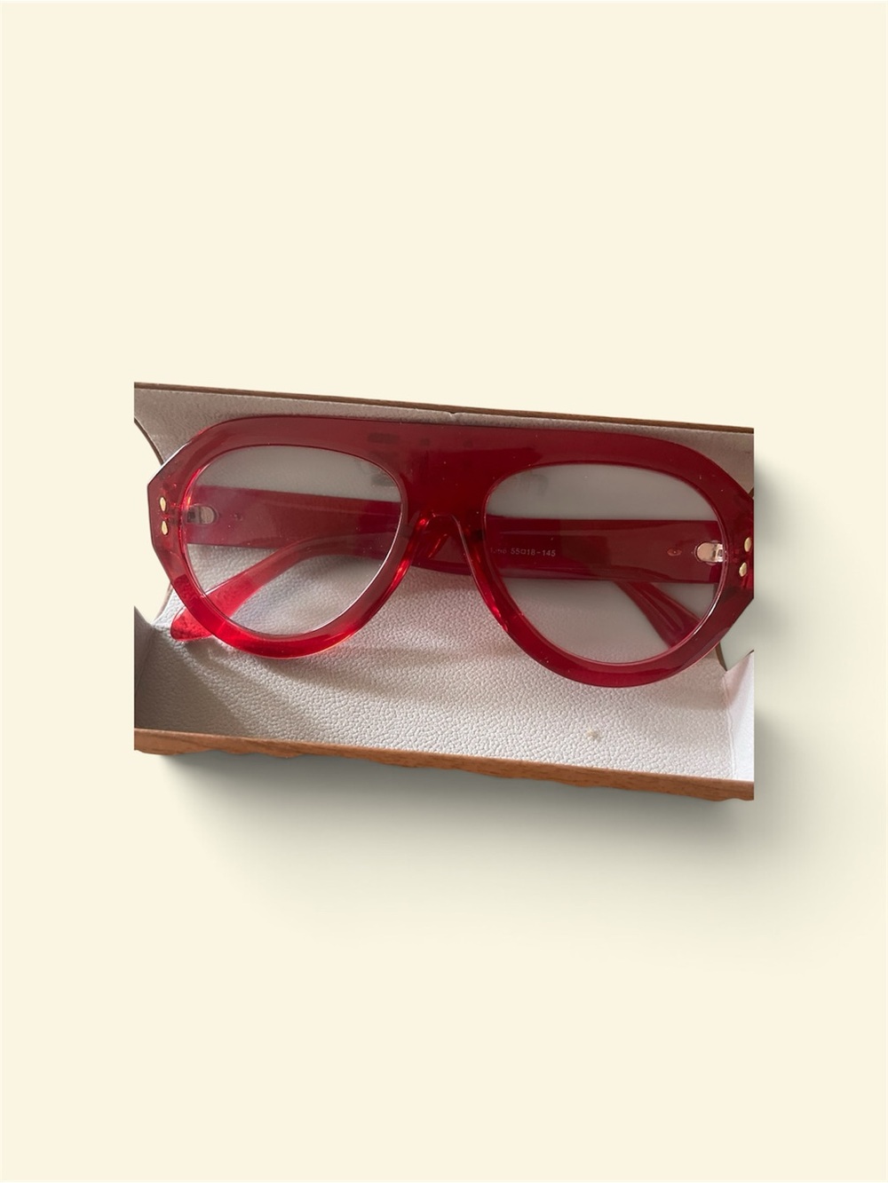 Lakoh Designer Gorgeous Red Oversized Premium Aviator Glasses with Clear lense